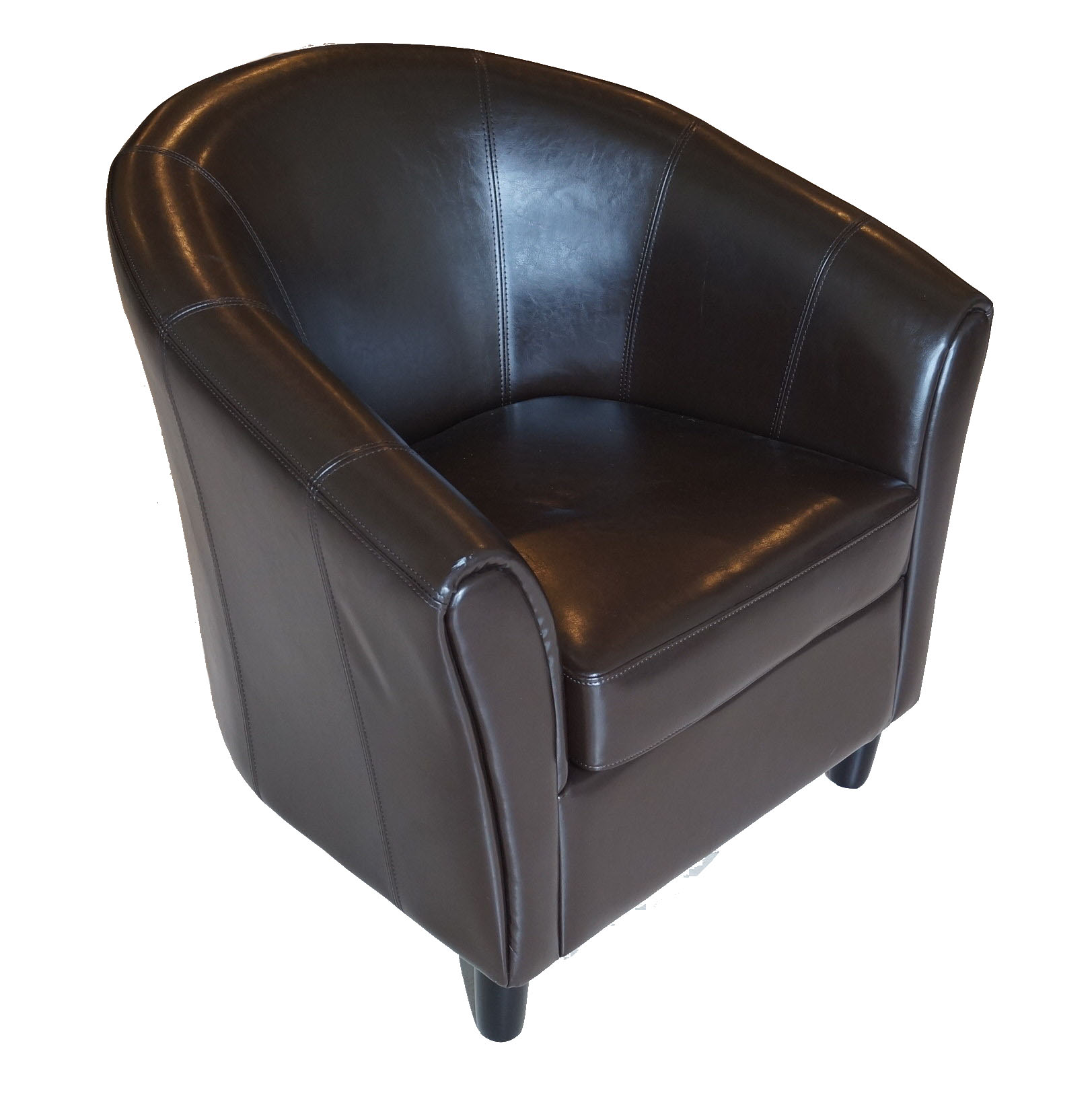Brown Faux Leather Barrel Chair EBTH
