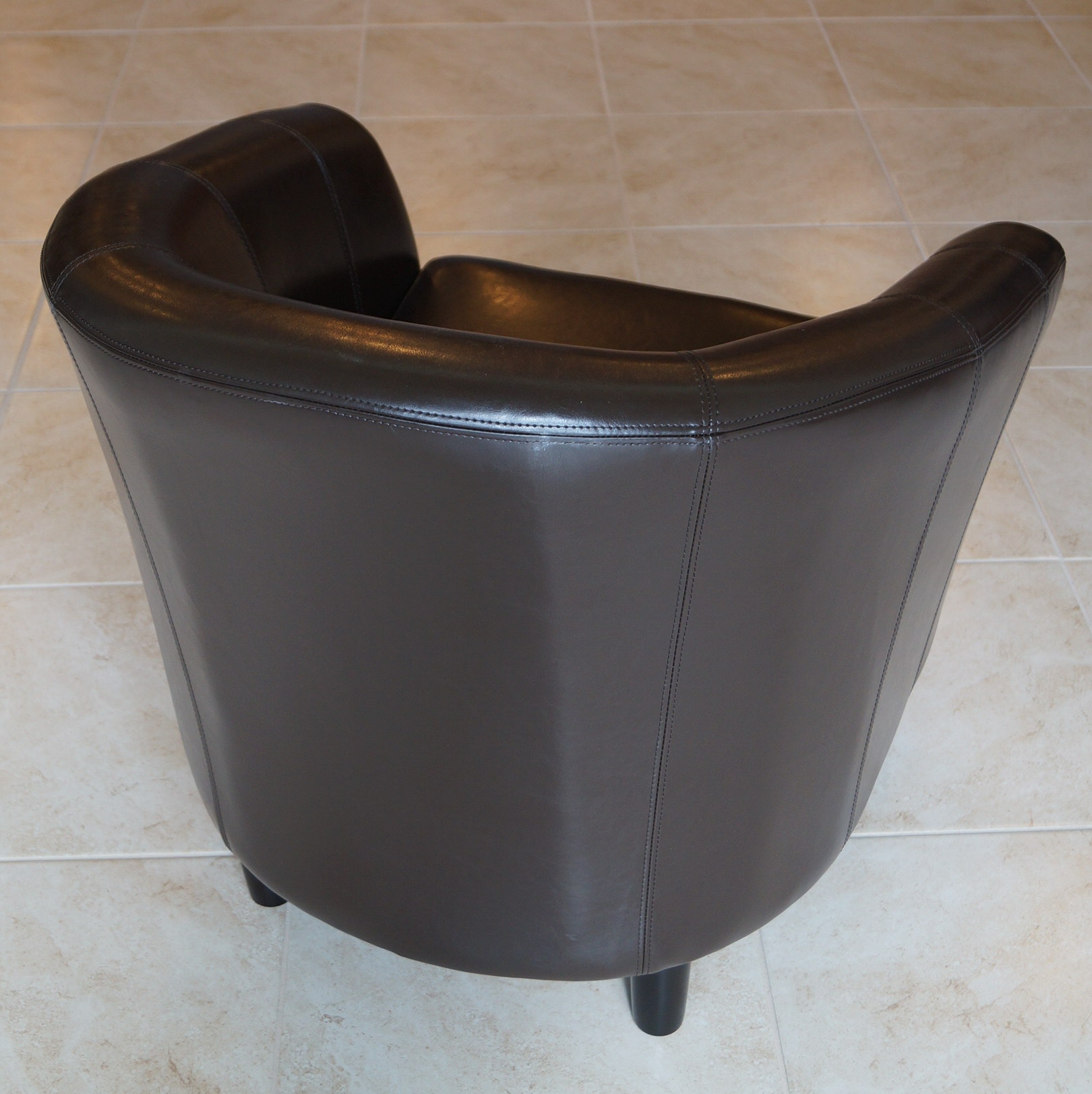 Brown Faux Leather Barrel Chair EBTH