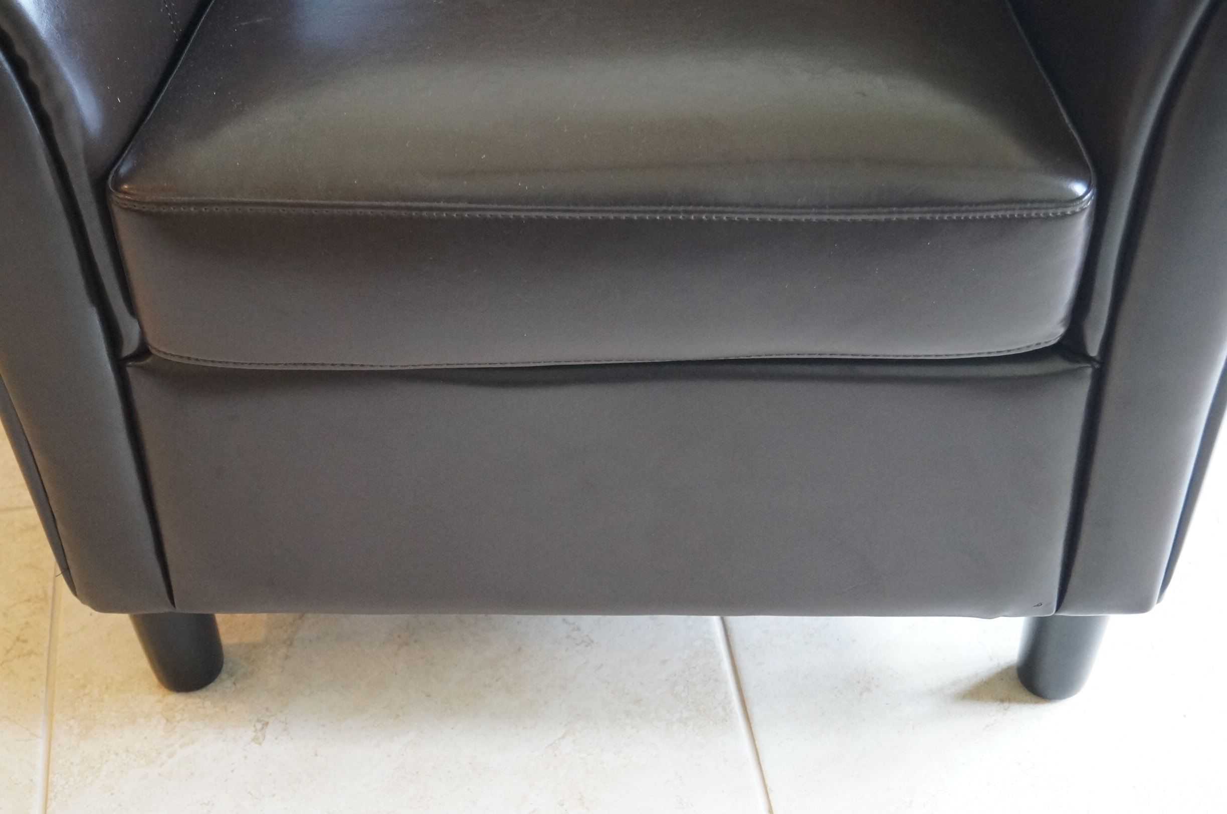 Brown Faux Leather Barrel Chair EBTH