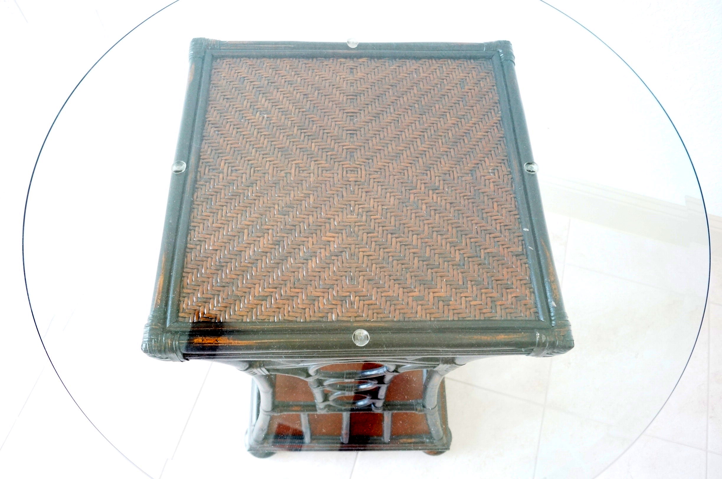 Glass Topped Rattan Table EBTH