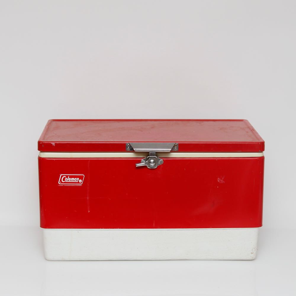 vintage red coleman cooler