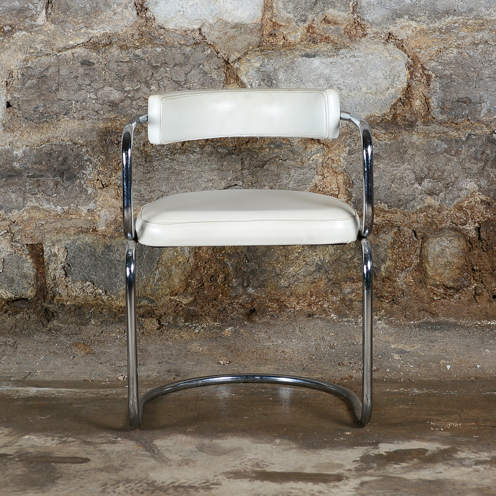 Vintage White Vinyl Club Chairs EBTH