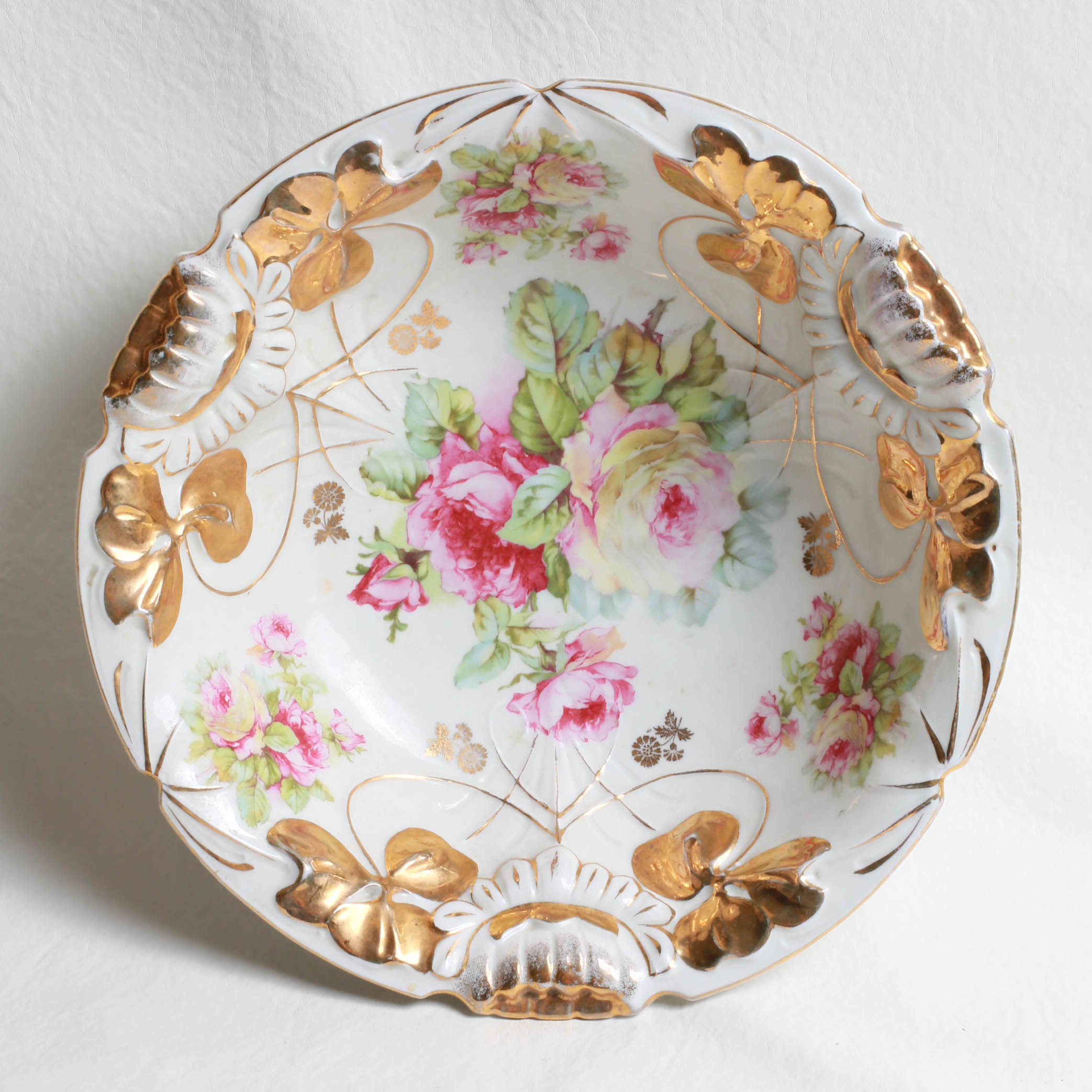 Antique IPF Germany Porcelain Bowl With Roses & Gilt Decoration EBTH