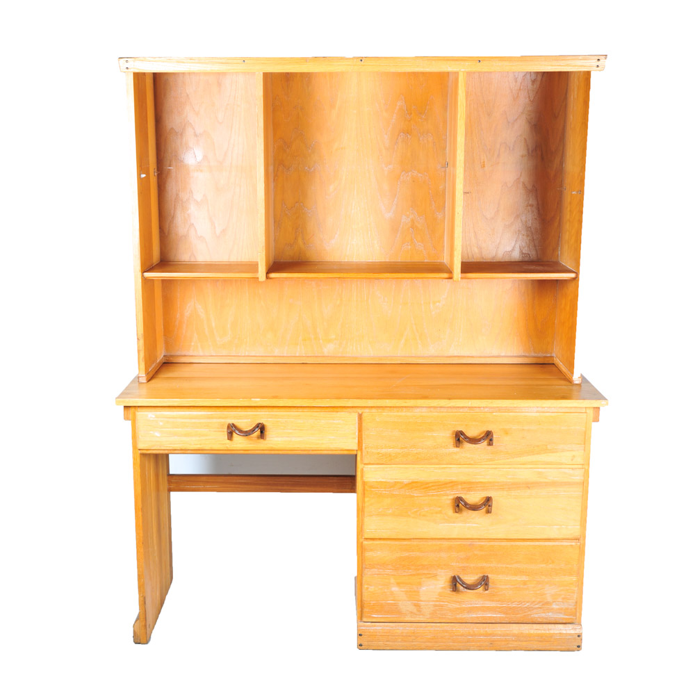 Vintage A Brandt Ranch Oak Desk With Hutch Ebth