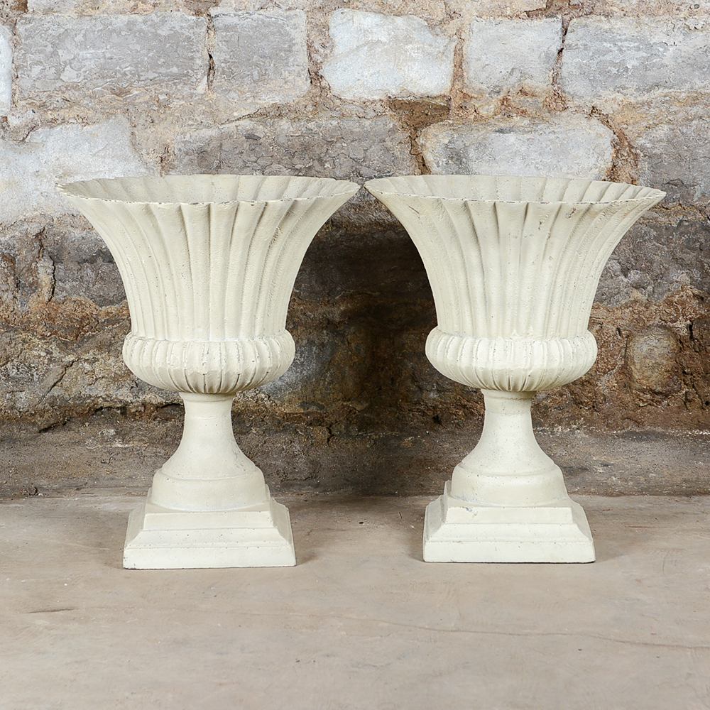 White Metal Urn Planters EBTH