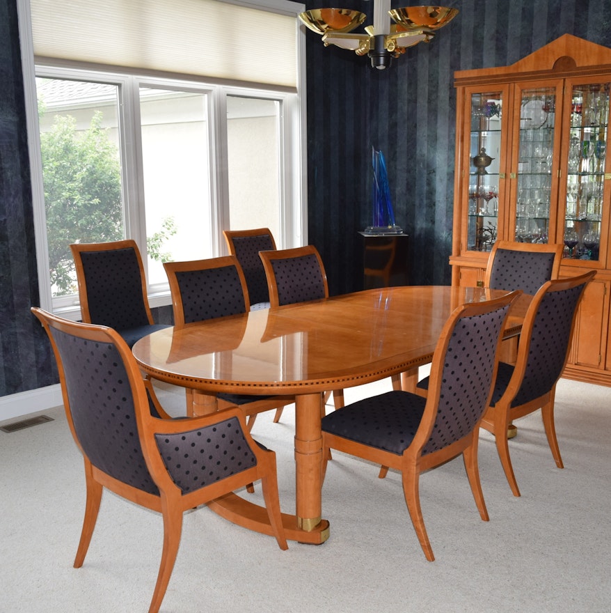Hickory White Genesis Formal Dining Table With Eight Chairs Ebth