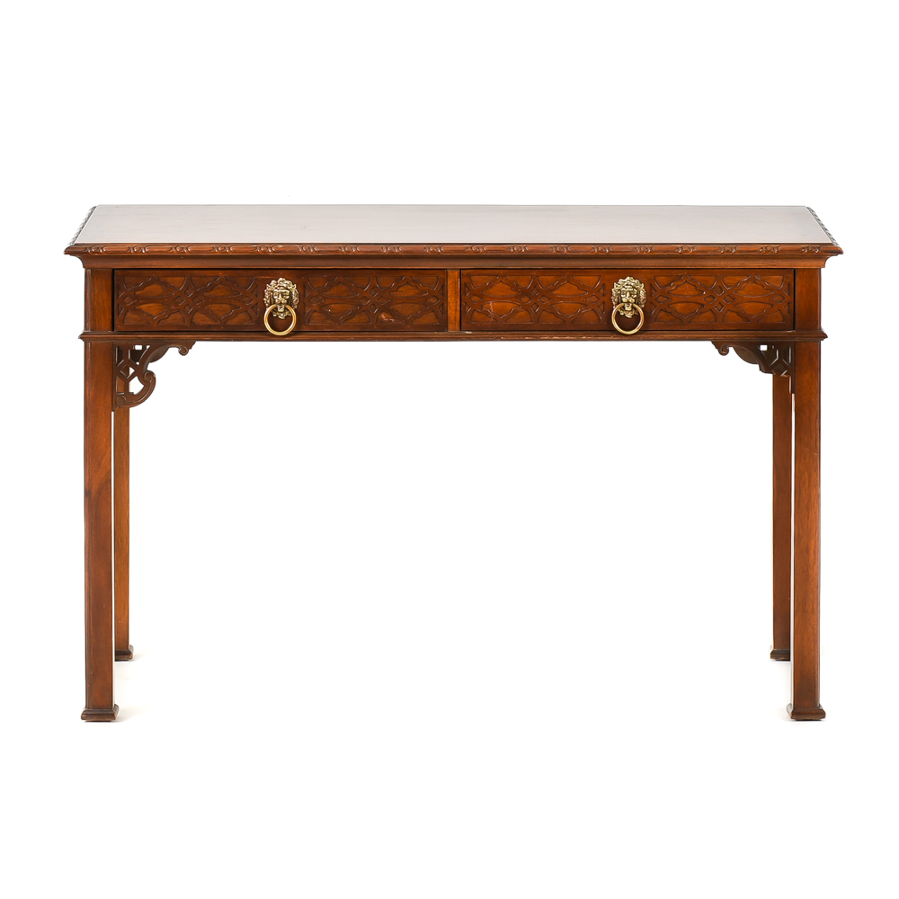 Chinese Chippendale Style Baker Furniture Mahogany Writing Desk Ebth