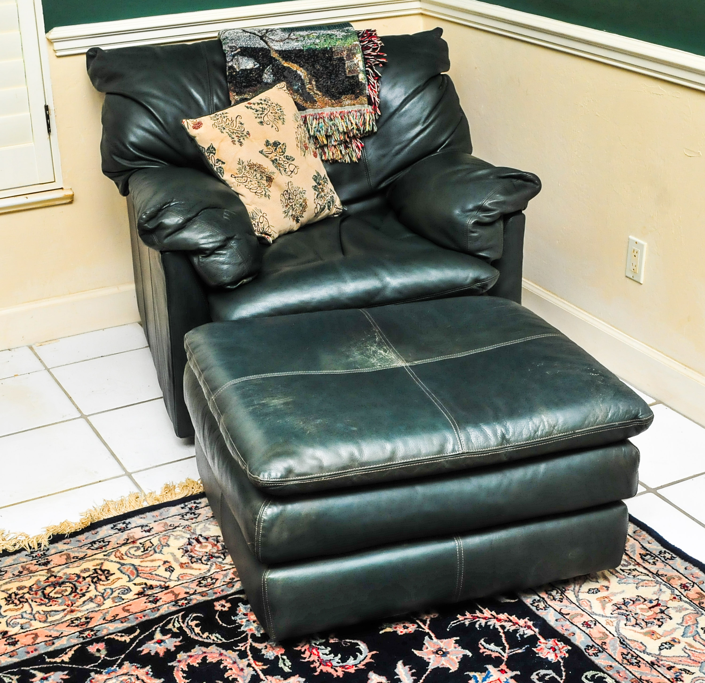 Viewpoint Leather Works Lounge Chair And Ottoman Ebth