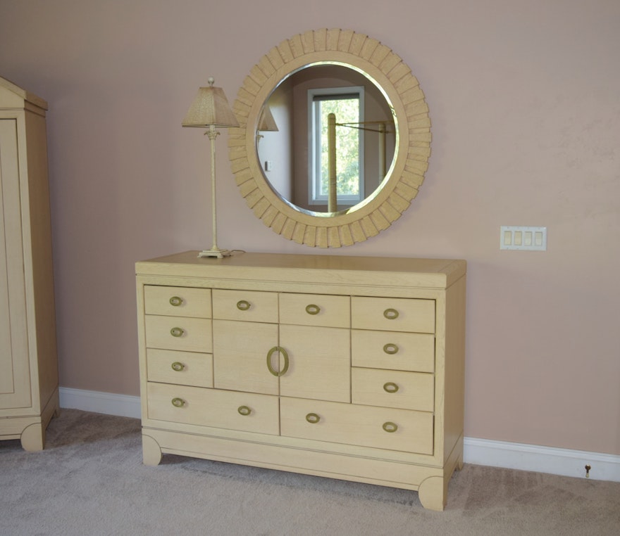 national mt. airy furniture dresser with mirror and lamp