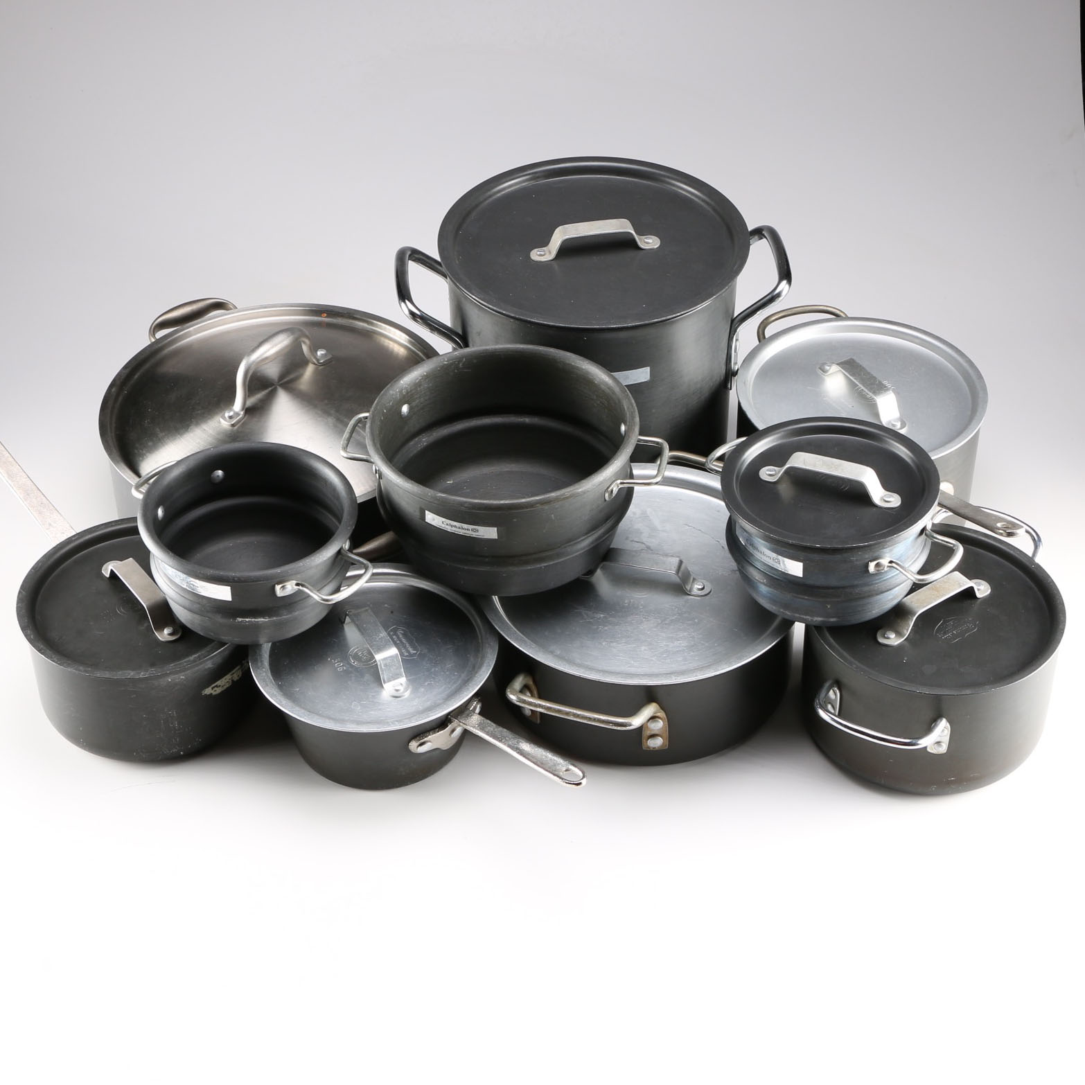 Calphalon Vintage Aluminum Cookware" and "Analon" Pots and