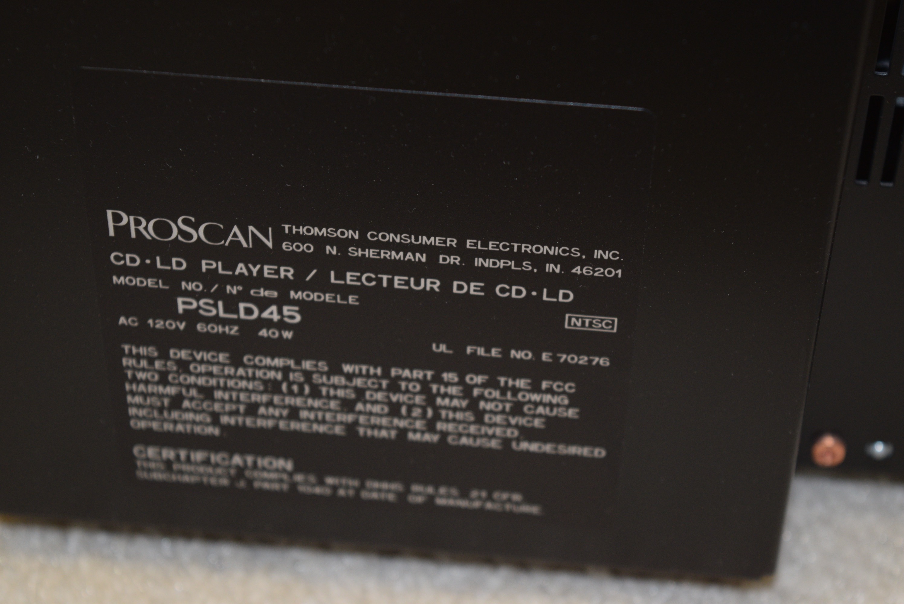 ProScan Laser Disc and CD Player with Laser Discs EBTH