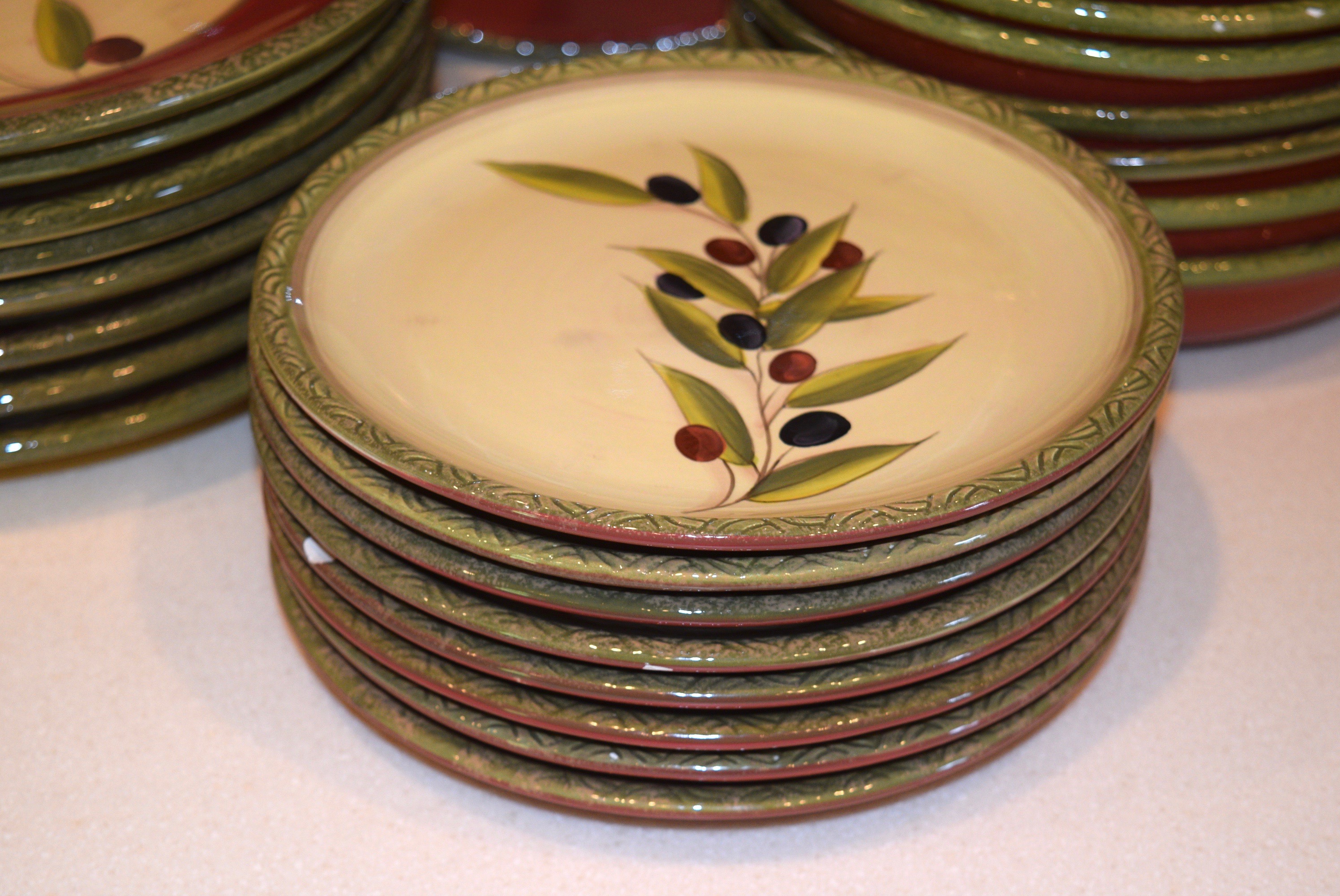 Clay Art 'Antique Olive' Hand Painted Dinnerware EBTH