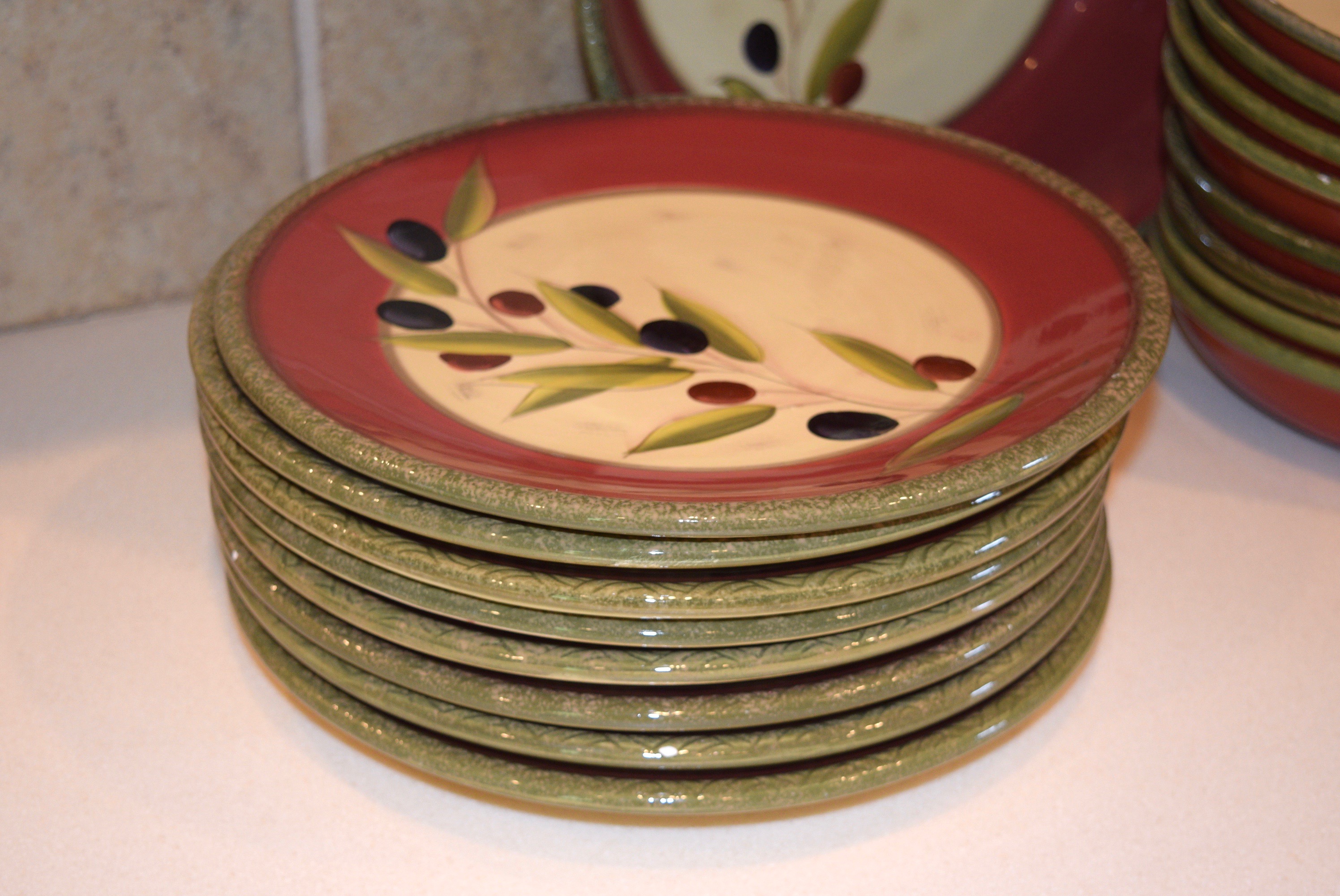 Clay Art 'Antique Olive' Hand Painted Dinnerware EBTH