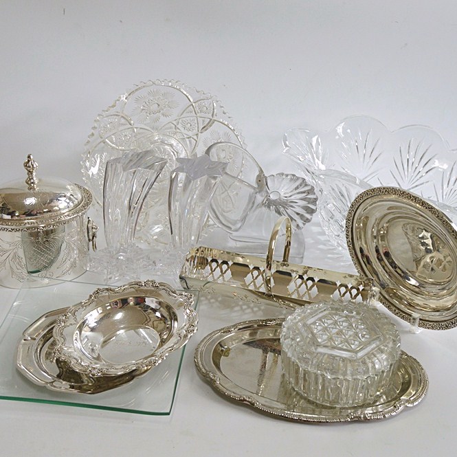 Silver Plate and Glass Serving Pieces EBTH