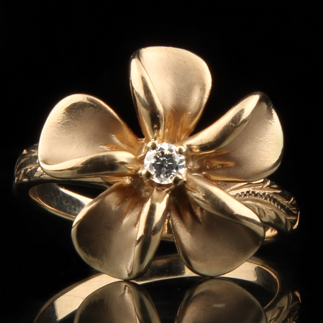 14K Yellow Gold Flower Ring EBTH