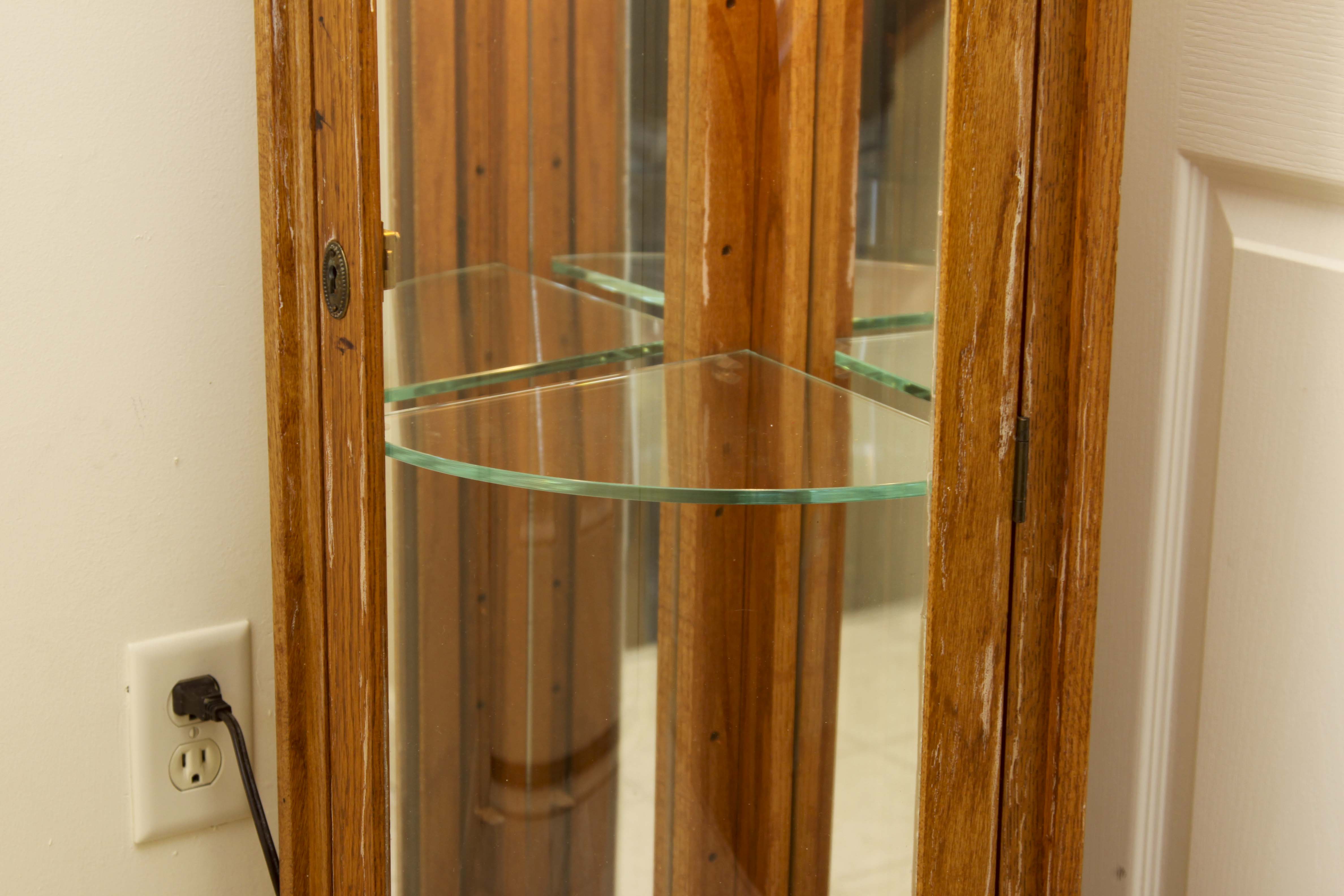 Small Lighted Oak Corner Curio EBTH