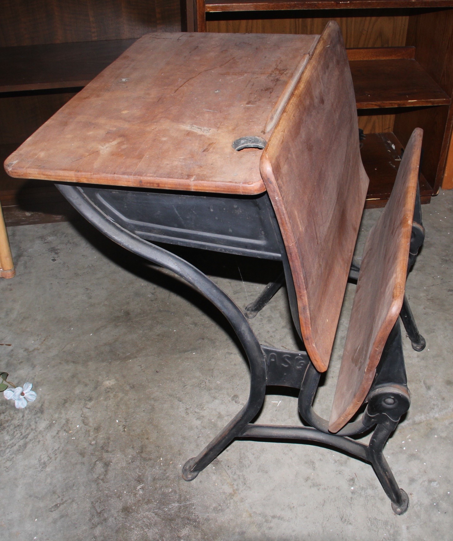 Antique Cast Iron and Wood School Desk EBTH