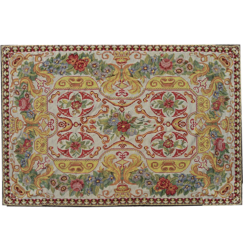 French Aubusson Style Wool Needlepoint Rug EBTH