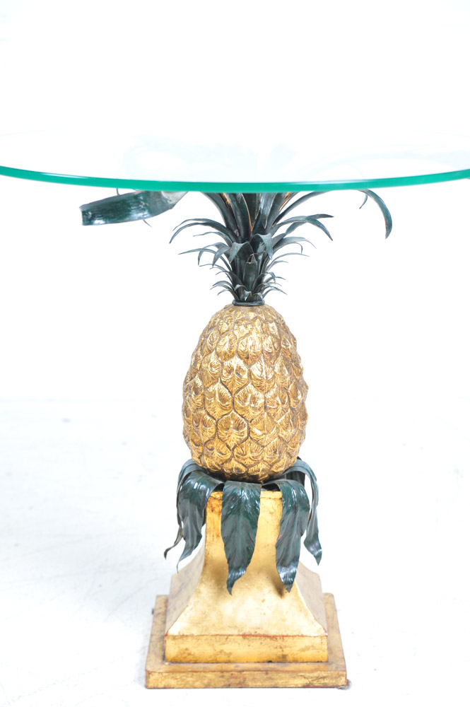 Glass Top Pineapple Base Table EBTH