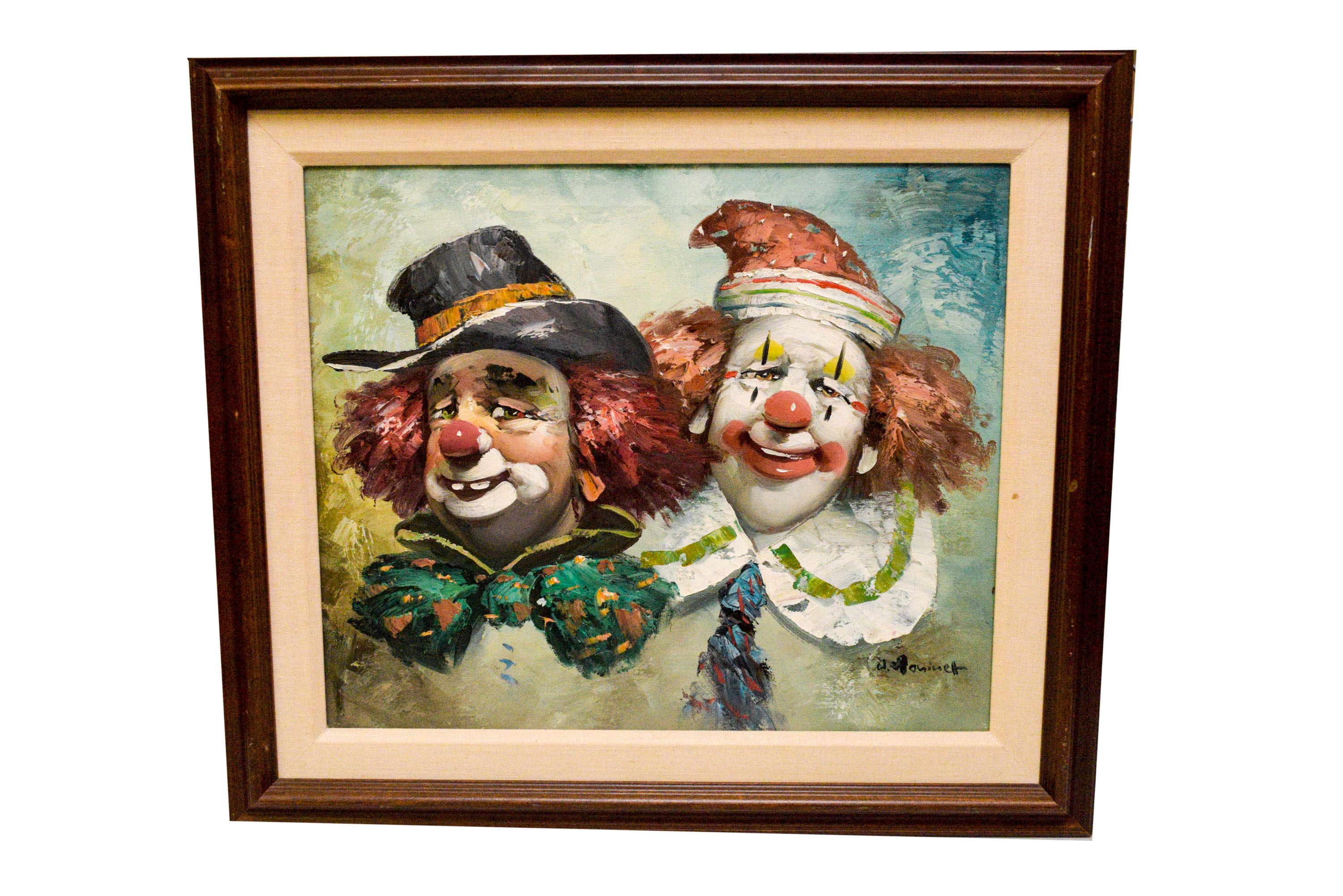 Original Oil By Artist William Moninet Of Clowns | EBTH