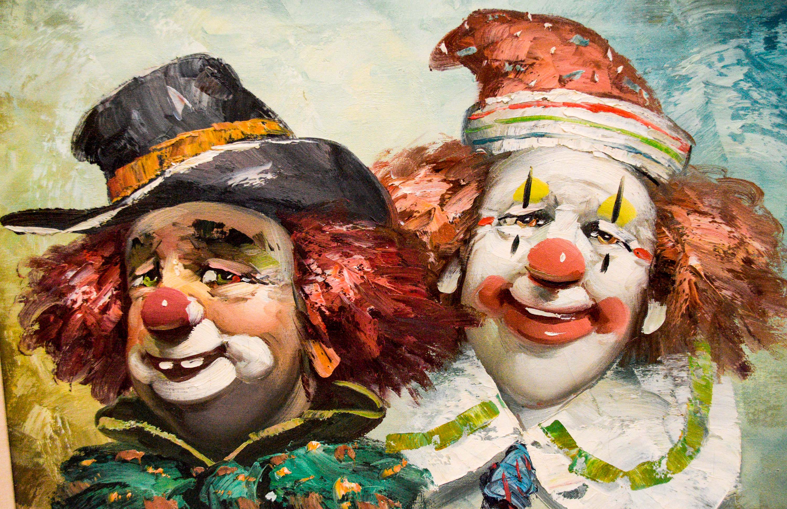 Original Oil By Artist William Moninet Of Clowns | EBTH