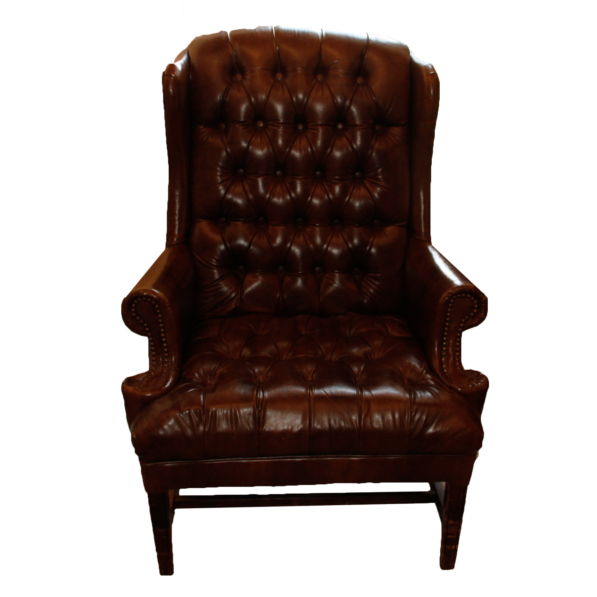 Brown Leather Wing Back Chair EBTH