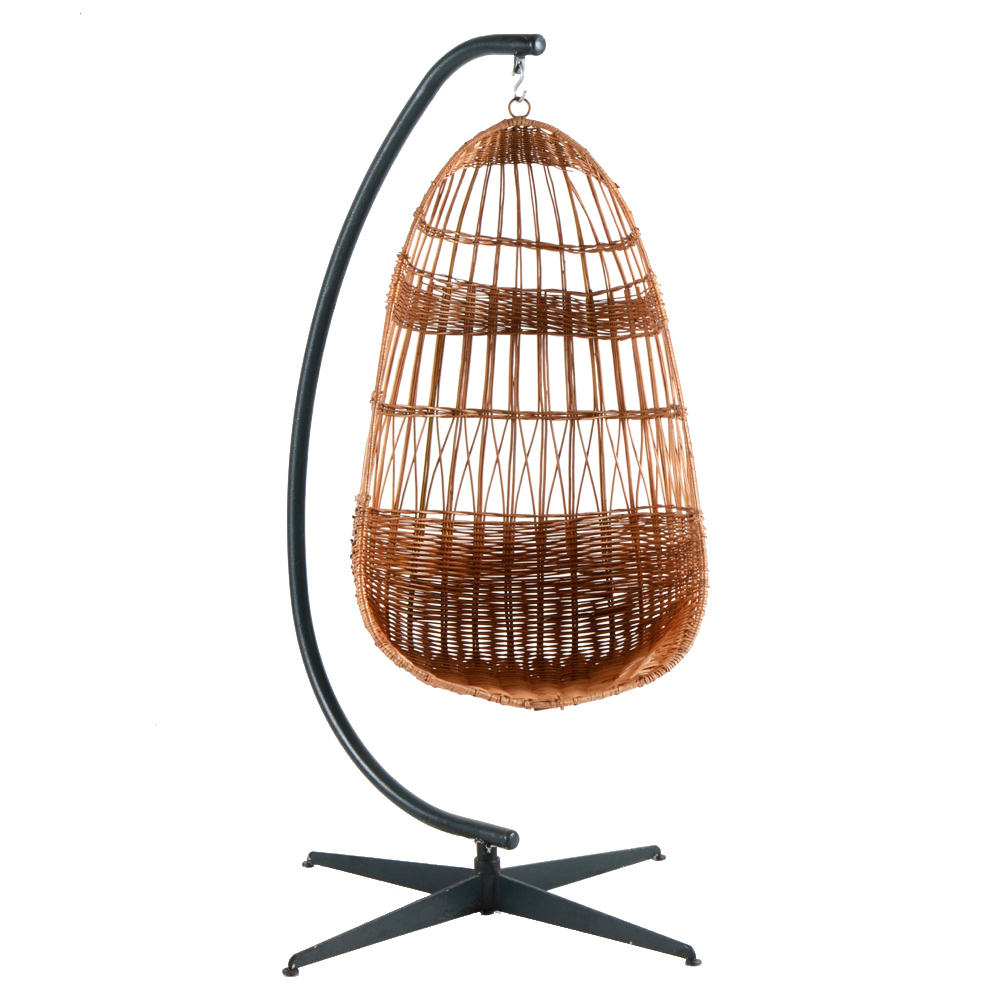 Hanging Wicker Egg Chair On Stand EBTH   JASON1030 