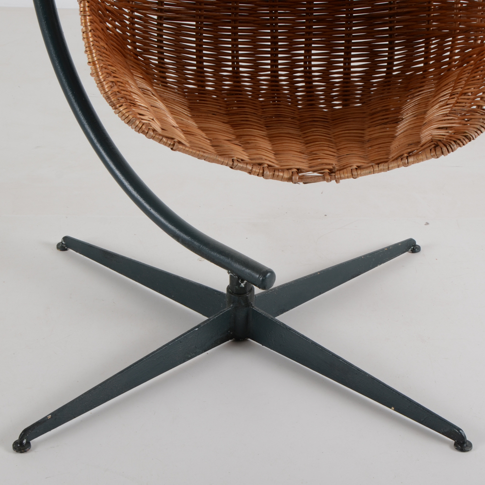 Hanging Wicker Egg Chair on Stand EBTH