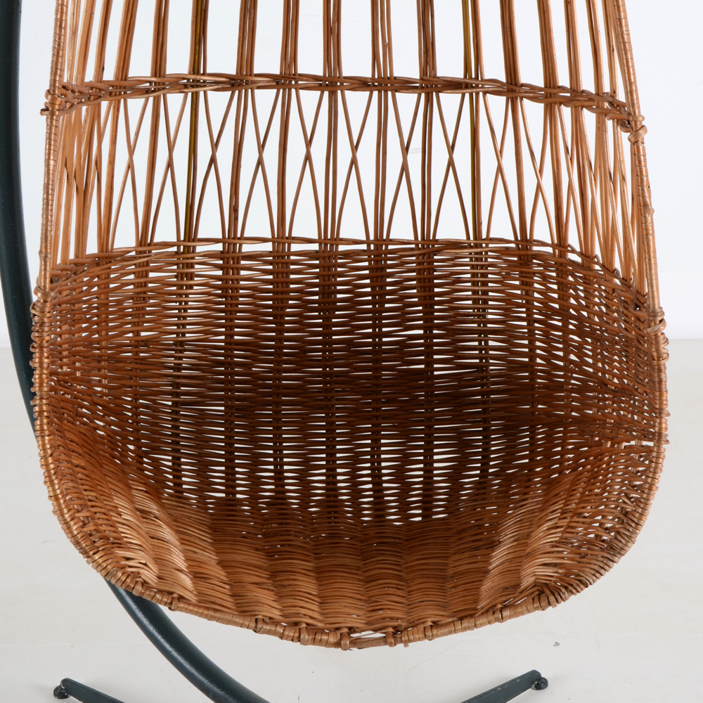 Hanging Wicker Egg Chair on Stand EBTH