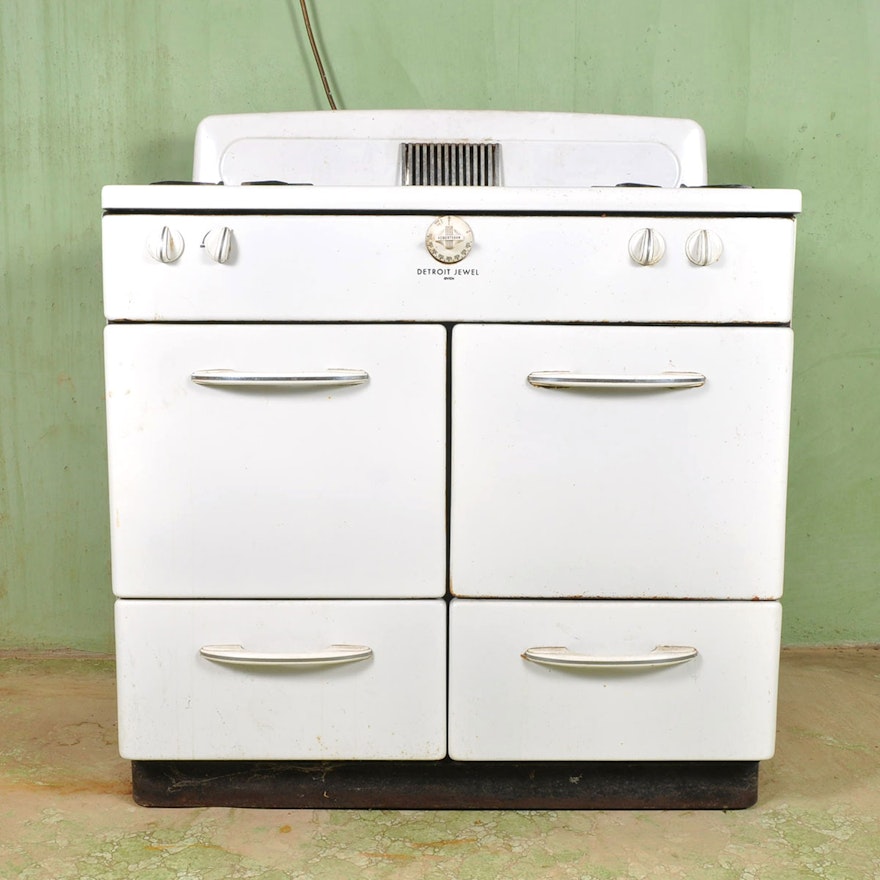 Vintage Detroit Jewel Enamel Gas Range Ebth