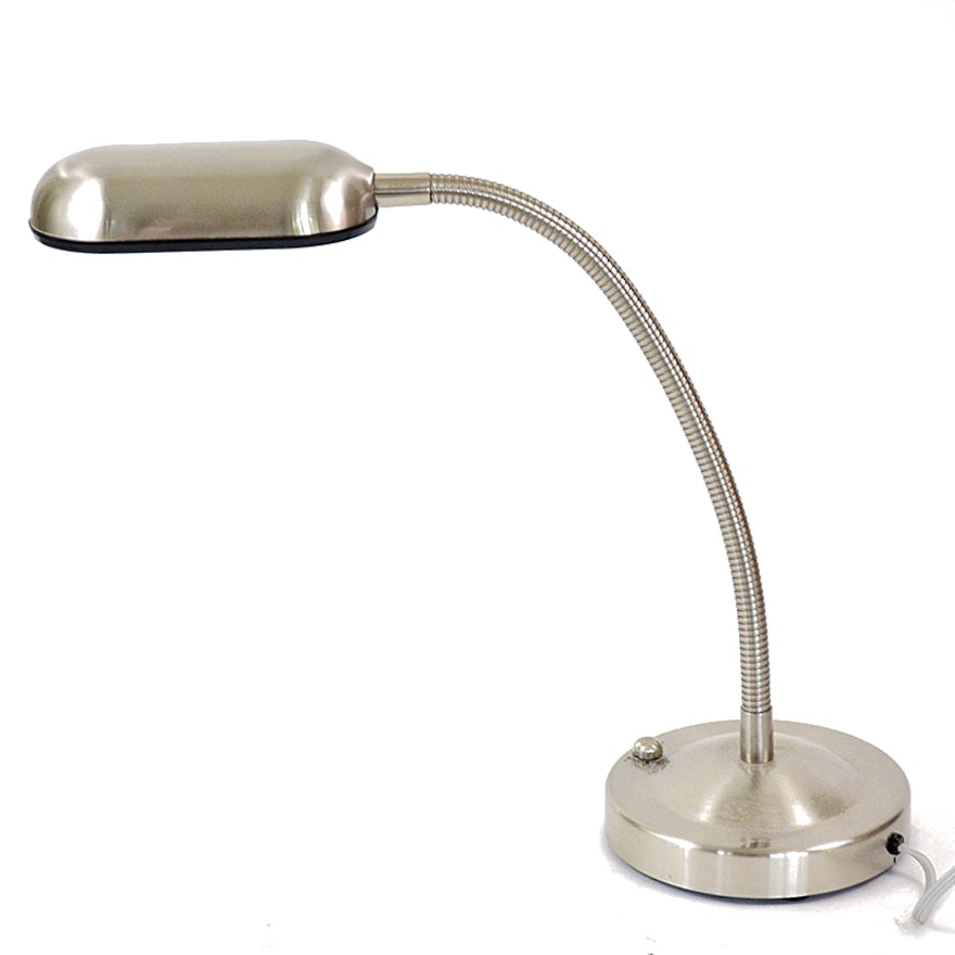 Silver Tone Desk Lamp With Dimmer Ebth