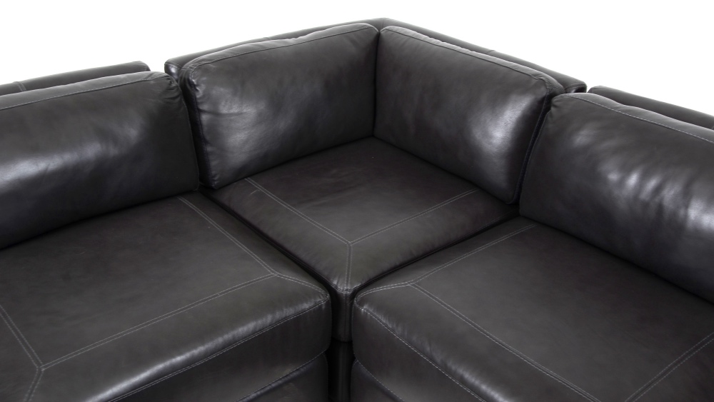  Chateau D Ax Five Piece Grey Leather Sectional Sofa EBTH