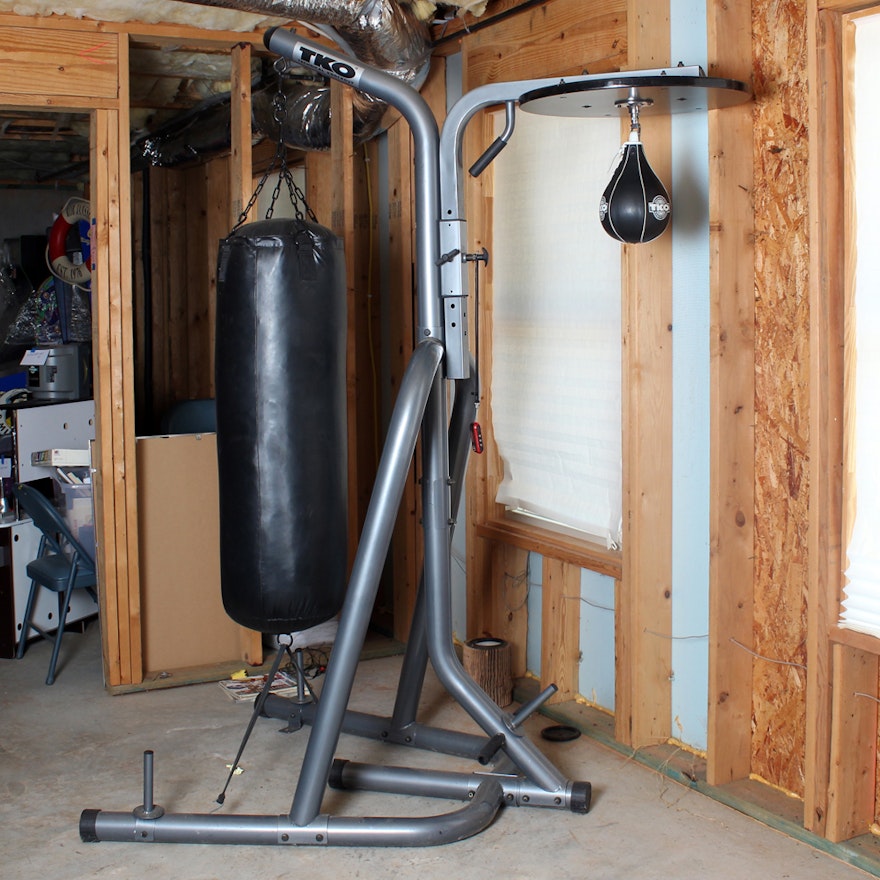 TKO Boxing Heavy Bag Stand, with Adjustable Speedbag Platform, and Boxing Gloves | EBTH