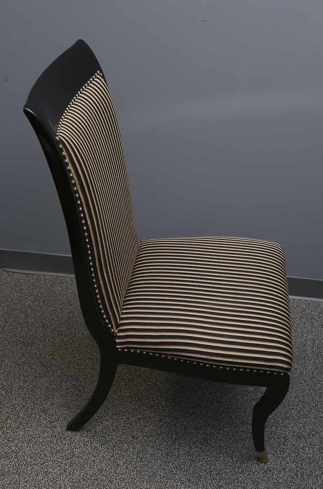 Set of Striped Upholstered Dining Room Chairs EBTH