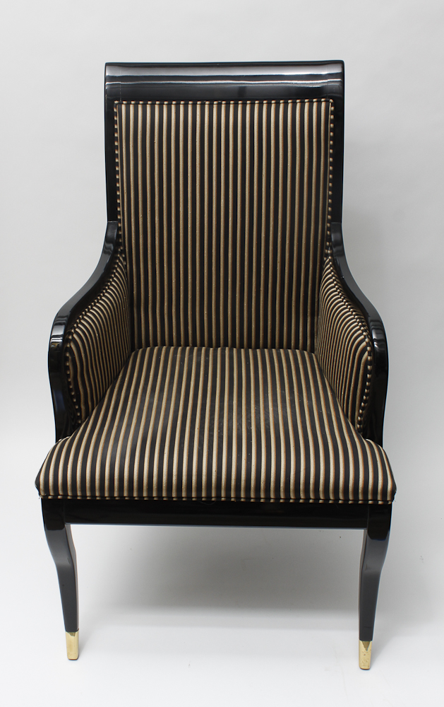 Set of Striped Upholstered Dining Room Chairs EBTH