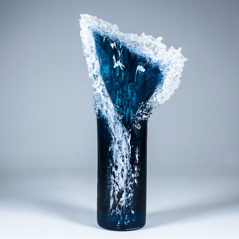 Hawaiian Surf Art Glass Vase by Paul Desomma and Mary Blaker EBTH