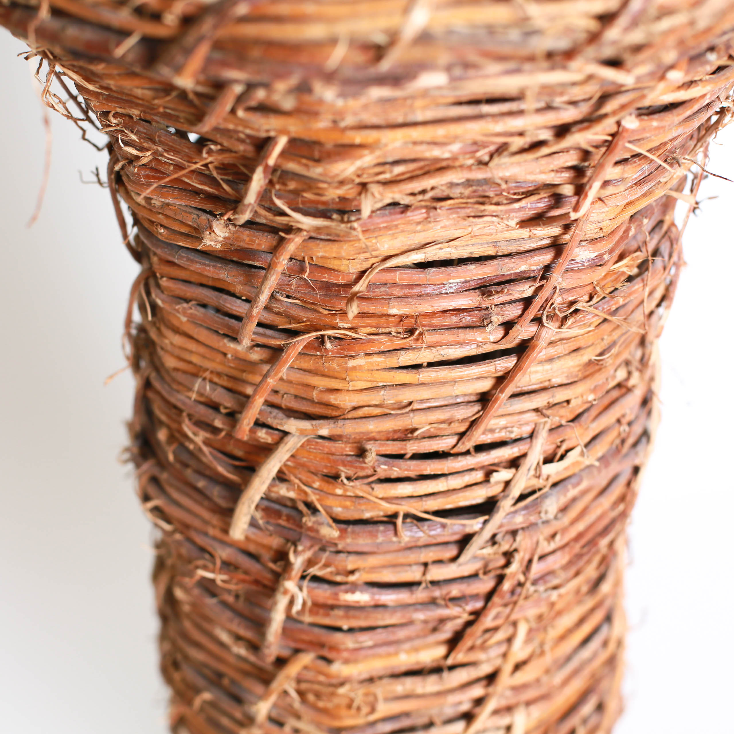 Small Wicker Plant Stand, and Two Vases EBTH