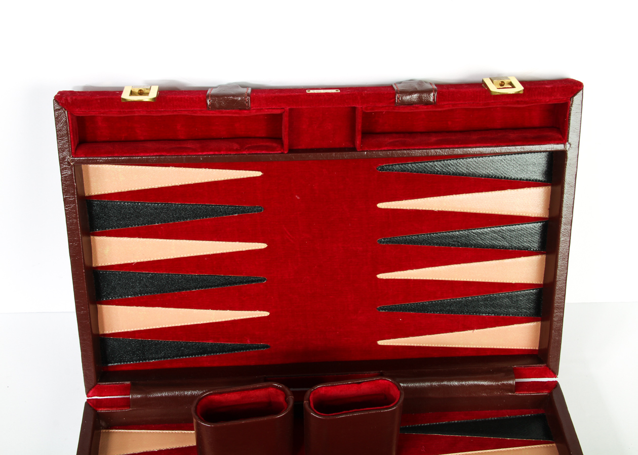 Set de Backgammon en Cuir en vente sur