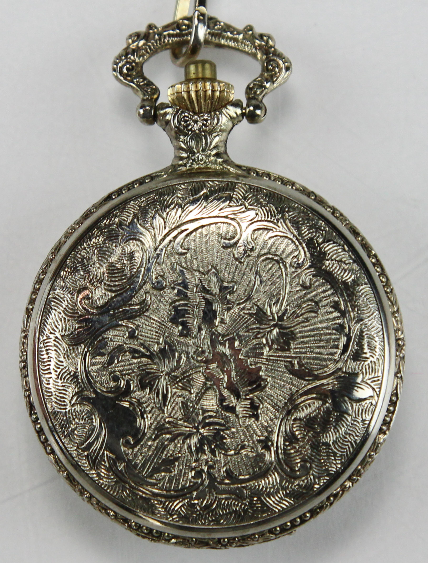 Geneva Pocket Watch with Embossed Steam Train and Stop Watch EBTH