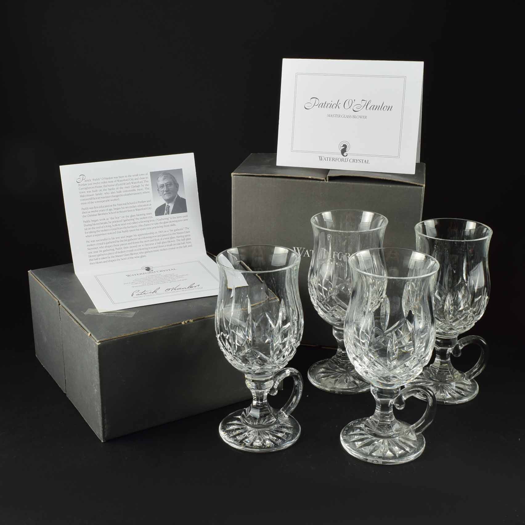 Set of Four Waterford Crystal Artist Signed Irish Coffee Glasses in the Lismore Pattern EBTH