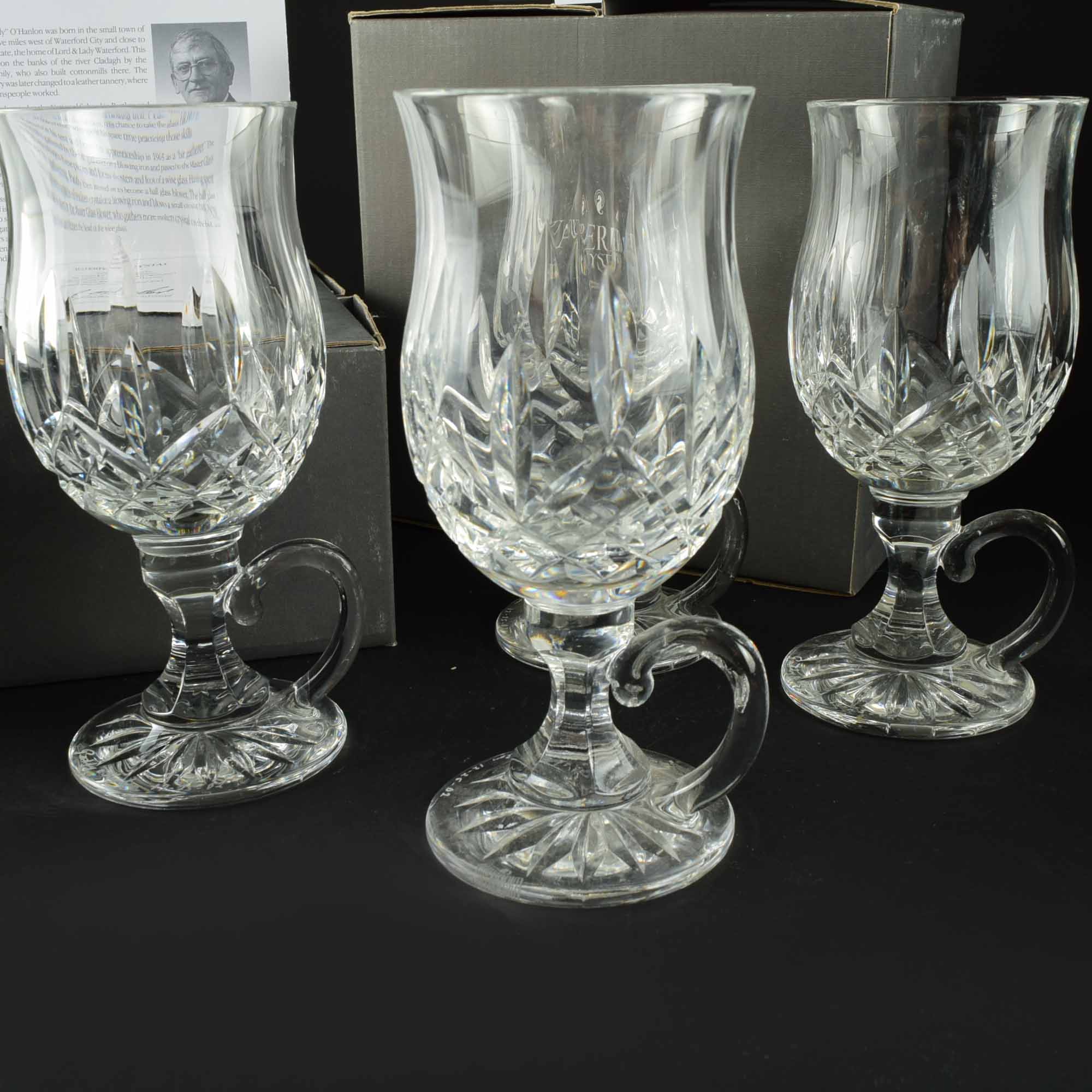 Set of Four Waterford Crystal Artist Signed Irish Coffee Glasses in the