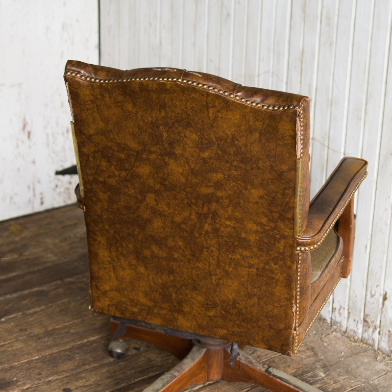 Vintage Leather Office Chair on Wheels EBTH