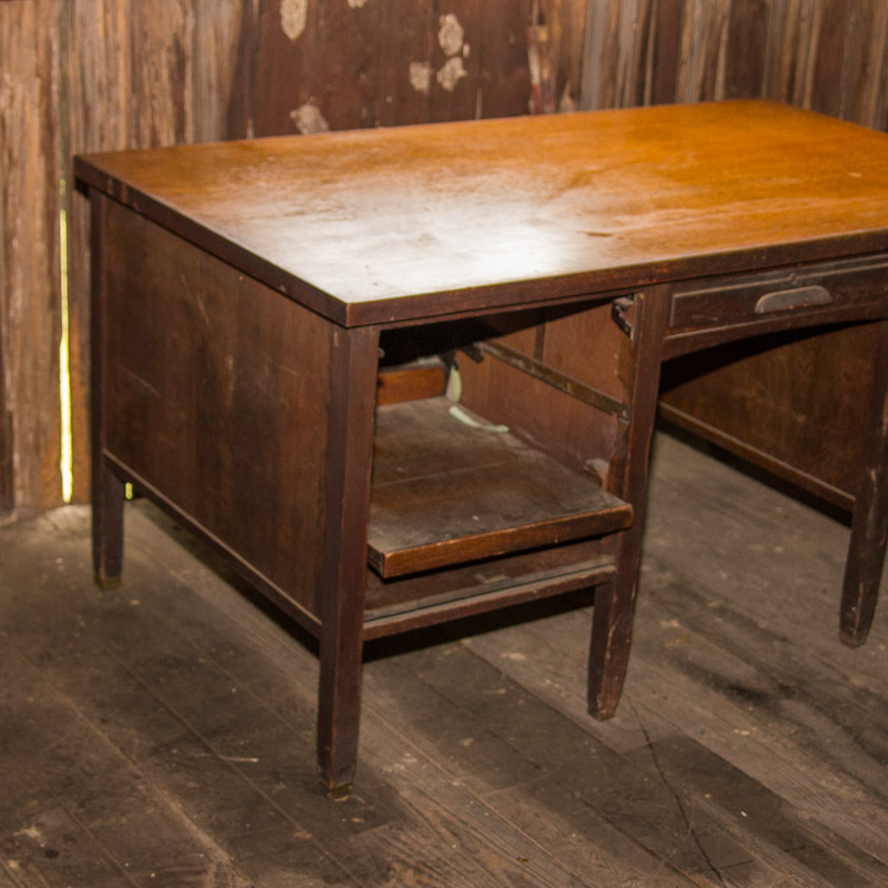 Antique Oak Pedestal Desk with Typewriter Stand EBTH