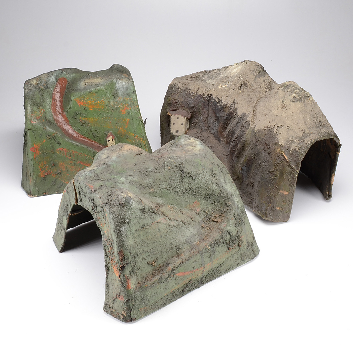 Trio of Antique Paper Mache Lionel Model Train Layout Tunnels EBTH