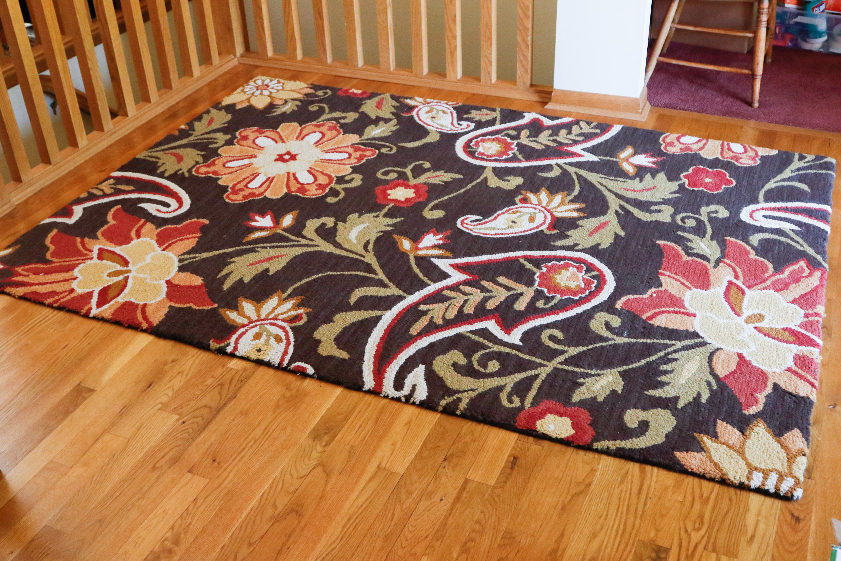 Fieldcrest Luxury "Jacobean Floral" Brown Wool Area Rug EBTH