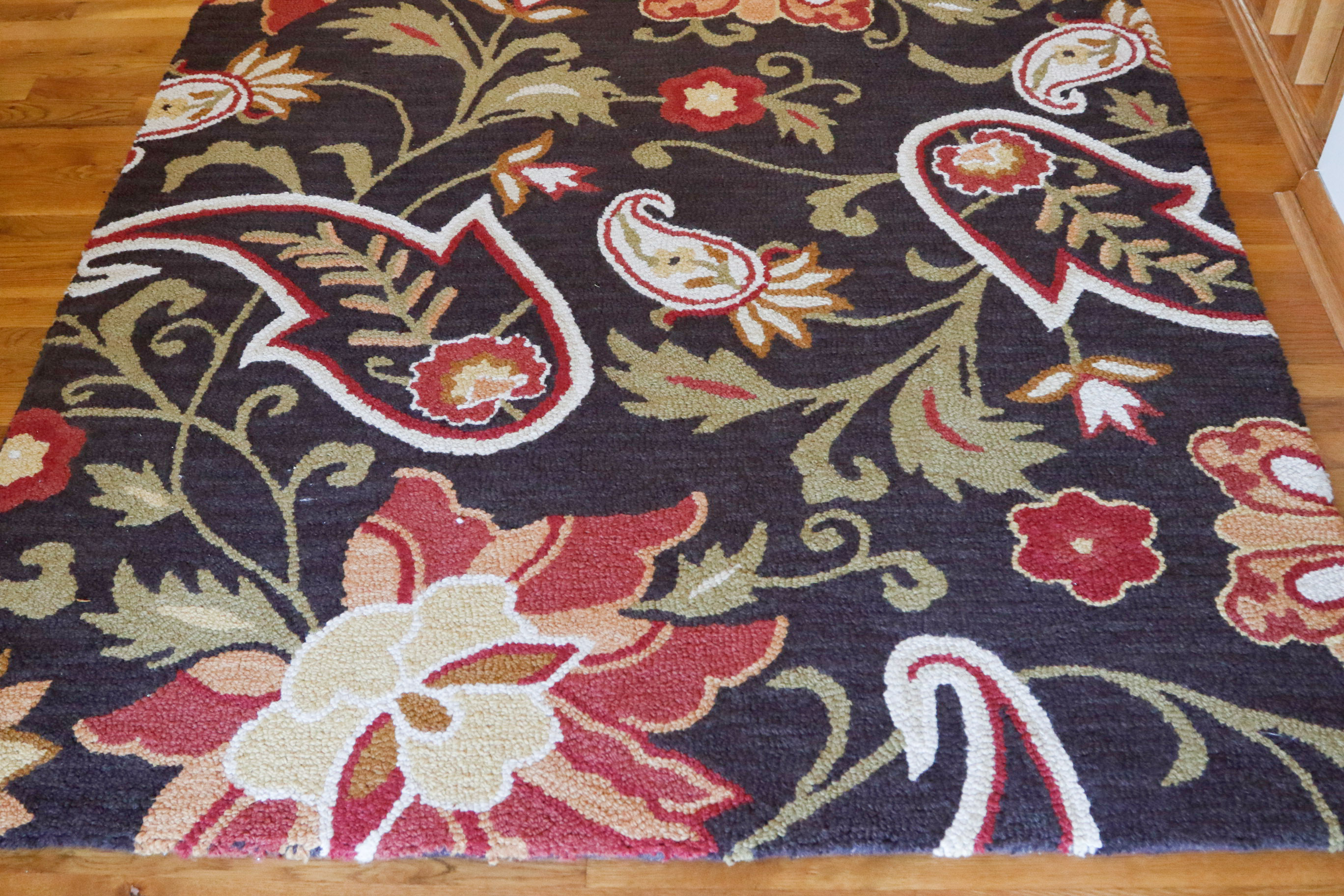 Fieldcrest Luxury "Jacobean Floral" Brown Wool Area Rug EBTH