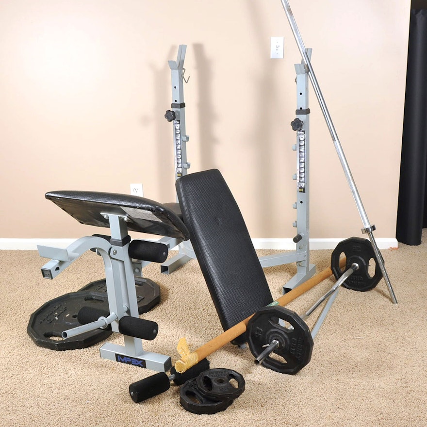 Impex Powerhouse Club Weight Bench And Free Weights Ebth