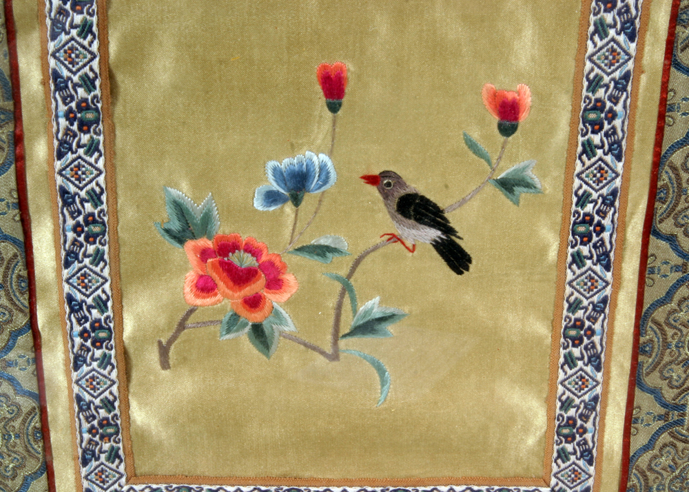 Pair of Framed Chinese Embroidered Silk Panels EBTH