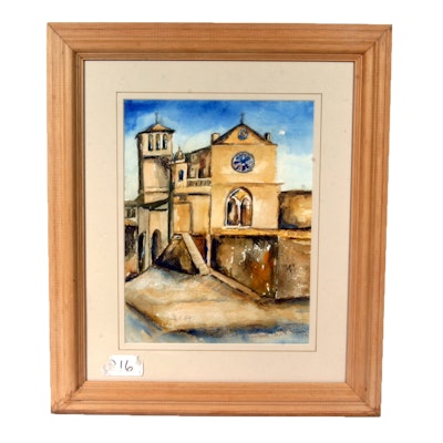 Signed, Original Watercolor by Indiana Artist Marie E. Lutz Signed, Original Watercolor by Indiana Artist Marie E. Lutz