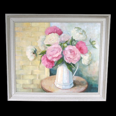 Signed, Original Oil on Canvas Still Life by Indiana Artist Betty Little Signed, Original Oil on Canvas Still Life by Indiana Artist Betty Little
